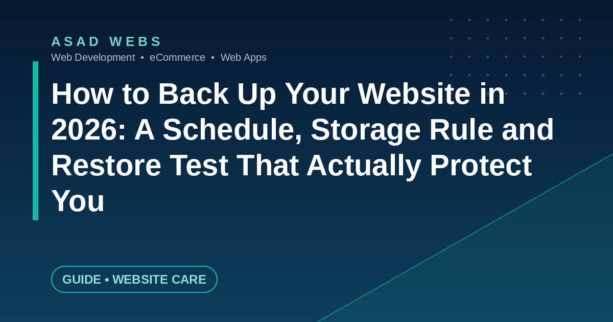 How to back up your website in 2026 with a schedule, the 3-2-1 storage rule and a restore test
